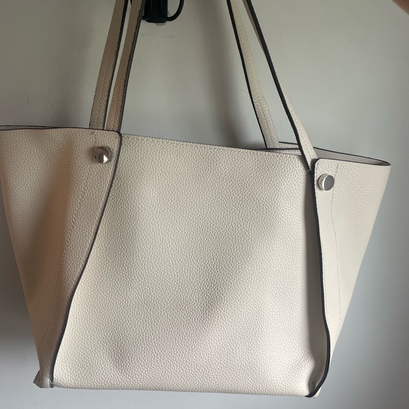 Steve Madden cream tote with silver studs and matching clutch - Picture 6 of 10